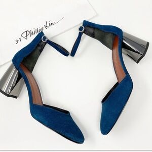 3.1 Phillip Lim Silver Drum Heel Mary Janes
